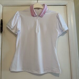Addison Bay White and Pink Polo Top